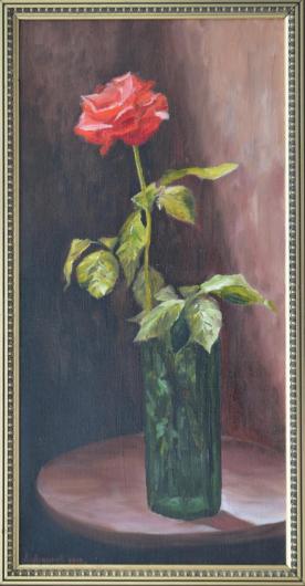 roses, flowers, landscape, painting
